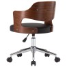 Chaise pivotante de bureau Noir Bois courbé et similicuir 
