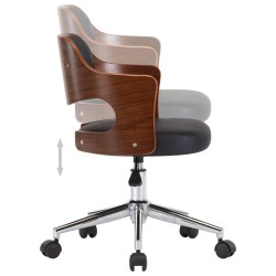 Chaise pivotante de bureau Noir Bois courbé et similicuir 