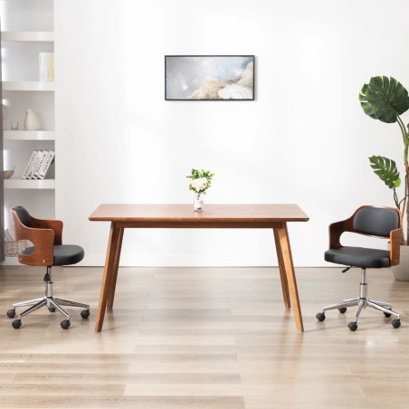 Chaise pivotante à manger Noir Bois courbé et similicuir 