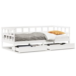 Lit de jour et tiroirs sans matelas blanc 80x200 cm bois massif 