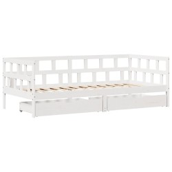 Lit de jour et tiroirs sans matelas blanc 80x200 cm bois massif 