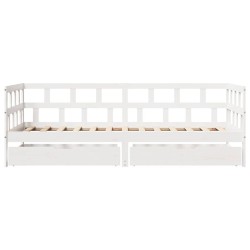 Lit de jour et tiroirs sans matelas blanc 80x200 cm bois massif 
