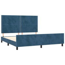 Cadre de lit sans matelas bleu foncé velours 