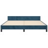 Cadre de lit sans matelas bleu foncé velours 