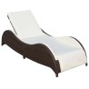 Chaise longue avec coussin Résine tressée Marron 