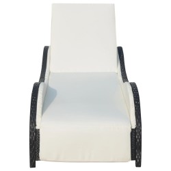 Chaise longue avec coussin Résine tressée Marron 