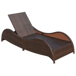 Chaise longue avec coussin Résine tressée Marron 