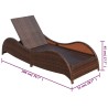 Chaise longue avec coussin Résine tressée Marron 