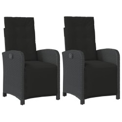 Chaises inclinables de jardin lot de 2 repose-pied noir rotin 
