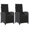 Chaises inclinables de jardin lot de 2 repose-pied noir rotin 