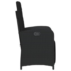 Chaises inclinables de jardin lot de 2 repose-pied noir rotin 