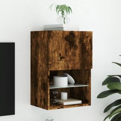 Meuble TV avec lumières LED chêne fumé 40,5x30x60 cm 