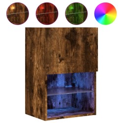 Meuble TV avec lumières LED chêne fumé 40,5x30x60 cm 