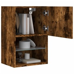 Meuble TV avec lumières LED chêne fumé 40,5x30x60 cm 