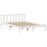 Lit bibliothèque sans matelas blanc 135x190 cm bois pin massif 