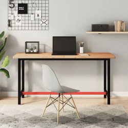 Établi 150x55x81,5 cm bois massif de hêtre et métal 