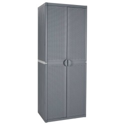 Armoire de rangement de jardin gris 65x45x172 cm PP rotin 