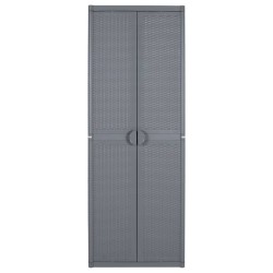 Armoire de rangement de jardin gris 65x45x172 cm PP rotin 