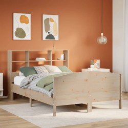 Lit bibliothèque sans matelas 120x190 cm bois de pin massif 