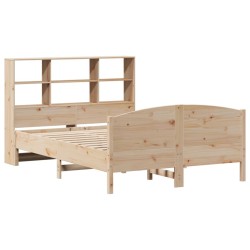 Lit bibliothèque sans matelas 120x190 cm bois de pin massif 