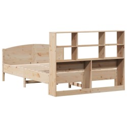 Lit bibliothèque sans matelas 120x190 cm bois de pin massif 