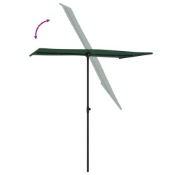Parasol de jardin avec mât en aluminium 180x110 cm vert 