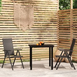 Ensemble à manger de jardin 3 pcs Noir 