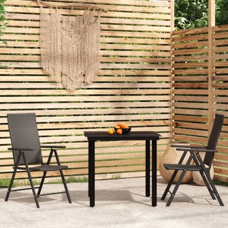 Ensemble à manger de jardin 3 pcs Noir 