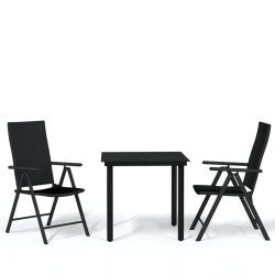Ensemble à manger de jardin 3 pcs Noir 