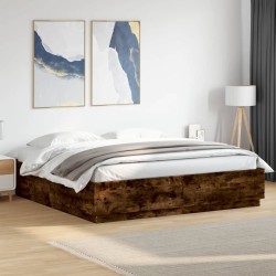 Cadre de lit avec LED sans matelas chêne fumé 200x200 cm 