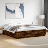 Cadre de lit avec LED sans matelas chêne fumé 200x200 cm 