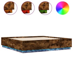 Cadre de lit avec LED sans matelas chêne fumé 200x200 cm 