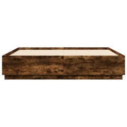 Cadre de lit avec LED sans matelas chêne fumé 200x200 cm 