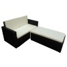 Salon de jardin 2 pcs avec coussins Résine tressée Noir 