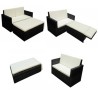 Salon de jardin 2 pcs avec coussins Résine tressée Noir 