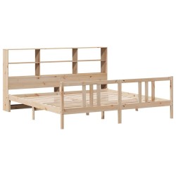 Lit bibliothèque sans matelas 180x200 cm bois massif de pin 