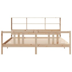 Lit bibliothèque sans matelas 180x200 cm bois massif de pin 