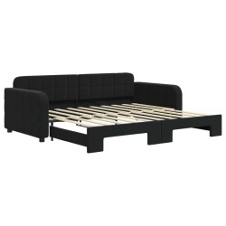 Lit de jour avec lit gigogne noir 90x190 cm velours 