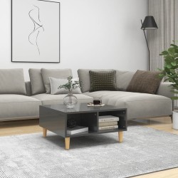 Table basse gris brillant 60x60x30 cm bois d'ingénierie 