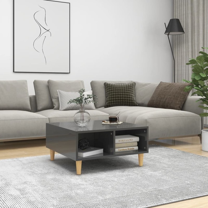 Table basse gris brillant 60x60x30 cm bois d'ingénierie Table basse gris brillant 60x60x30 cm bois d'ingénierie