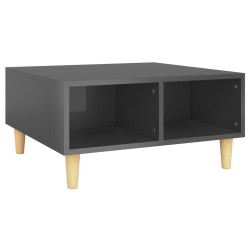 Table basse gris brillant 60x60x30 cm bois d'ingénierie 