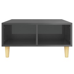 Table basse gris brillant 60x60x30 cm bois d'ingénierie 