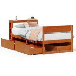 Cadre de lit sans matelas cire marron 75x190 cm bois pin massif 