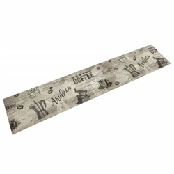 Tapis de cuisine lavable imprimé café gris 60x300 cm velours 