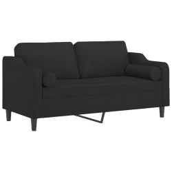 Canapé 2 places avec oreillers décoratifs noir 140 cm tissu 
