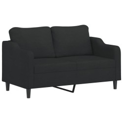 Canapé 2 places avec oreillers décoratifs noir 140 cm tissu 