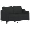 Canapé 2 places avec oreillers décoratifs noir 140 cm tissu 