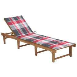 Chaise longue pliable avec coussin Bois d'acacia solide 