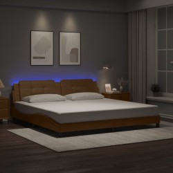 Cadre de lit avec lumières LED cappuccino 200x200 cm similicuir 
