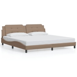 Cadre de lit avec lumières LED cappuccino 200x200 cm similicuir 
